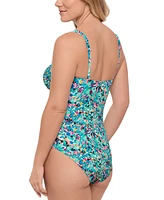Swim Solutions Women's Twist-Front Shirred One-Piece Swimsuit, Exclusively at Macy's