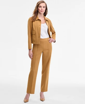 Anne Klein Women's High-Rise Front-Pleat Straight Pants