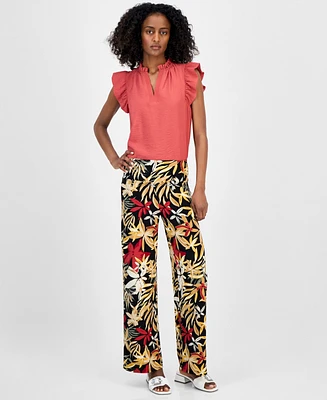 Anne Klein Women's Printed Pull-On Wide-Leg Pants