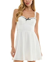 City Studios Juniors' Contrast-Trim Sleeveless Fit & Flare Mini Dress