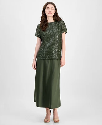 Anne Klein Women's Bias-Cut Flared Pull-On Skirt