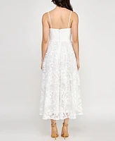 Seni & Cade Juniors' Sleeveless Lace Fit Flare Midi Dress