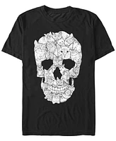 Design By Humans Men's Sketchy Cat Skull Short Sleeve T-Shirt
