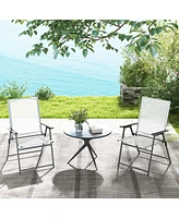 2 Pcs Patio Folding Portable Dining Chairs Metal Frame Armrests Outdoor