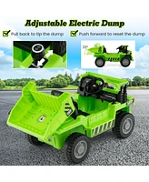12V Kids Ride-On Dump Truck with Electric Dump Bed and Remote Control