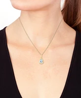 Effy Collection Diamond (1/10 ct. t.w.) & Aquamarine (1-1/2 ct. t.w.) Pendant in 14k Yellow Gold, 17" + 1" extender