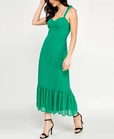 City Studios Juniors' Ruffled Tie-Strap Midi Dress