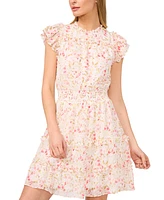 CeCe Women's Floral-Print Flutter-Sleeve Mini Dress