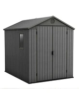 Keter Darwin 6 Foot x 8 Foot Outdoor Garden Tool Storage Shed w/Window, Graphite