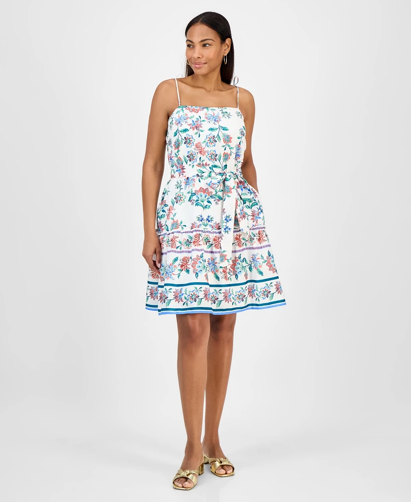 julia jordan Women's Printed Sleeveless Fit & Flare Dress