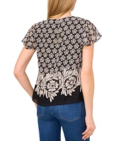 CeCe Women's Crewneck Short-Flutter Sleeve Blouse