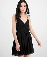 Kingston Grey Juniors' V-Neck Sleeveless Fit & Flare Mini Dress