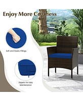 Gymax 8 Piece Outdoor Wicker Furniture Set Patio Rattan Conversation Set w/ Chair Loveseat Cushions