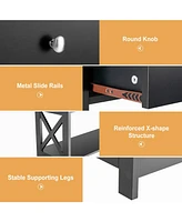 Console Table 3-Tier with Drawer and Storage Shelves