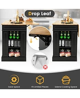 Kitchen Island with Storage and 3-Level Adjustable Shelves