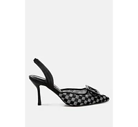 Freya Mesh Checkered Pointy Stiletto Heels