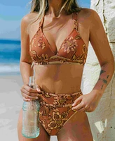 Cupshe Women's Cocoa Swirl Floral Bikini Set