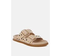 Jayata Metallic Stud Embellished Sliders