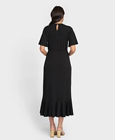 Seraphine Women's Maternity Frill Sleeve Maxi Dress
