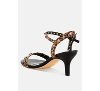 Laro Studs & Pearls Detail Leopard Sandals