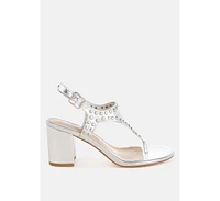 Chan Metallic Studded Statement Heels
