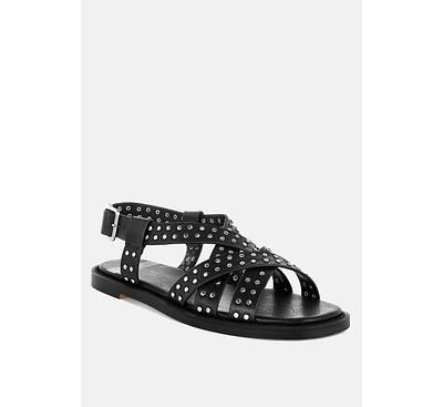 Anemone Studded Flat Gladiator Sandals