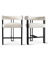 Set of 2 Modern Counter Stools, Boucle Upholstered Bar Chairs with Curved Armrests-Maison Boucle