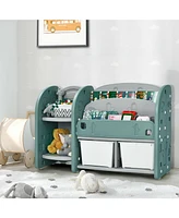 Kids Toy Storage Organizer with 2-Tier Bookshelf and Plastic Bins