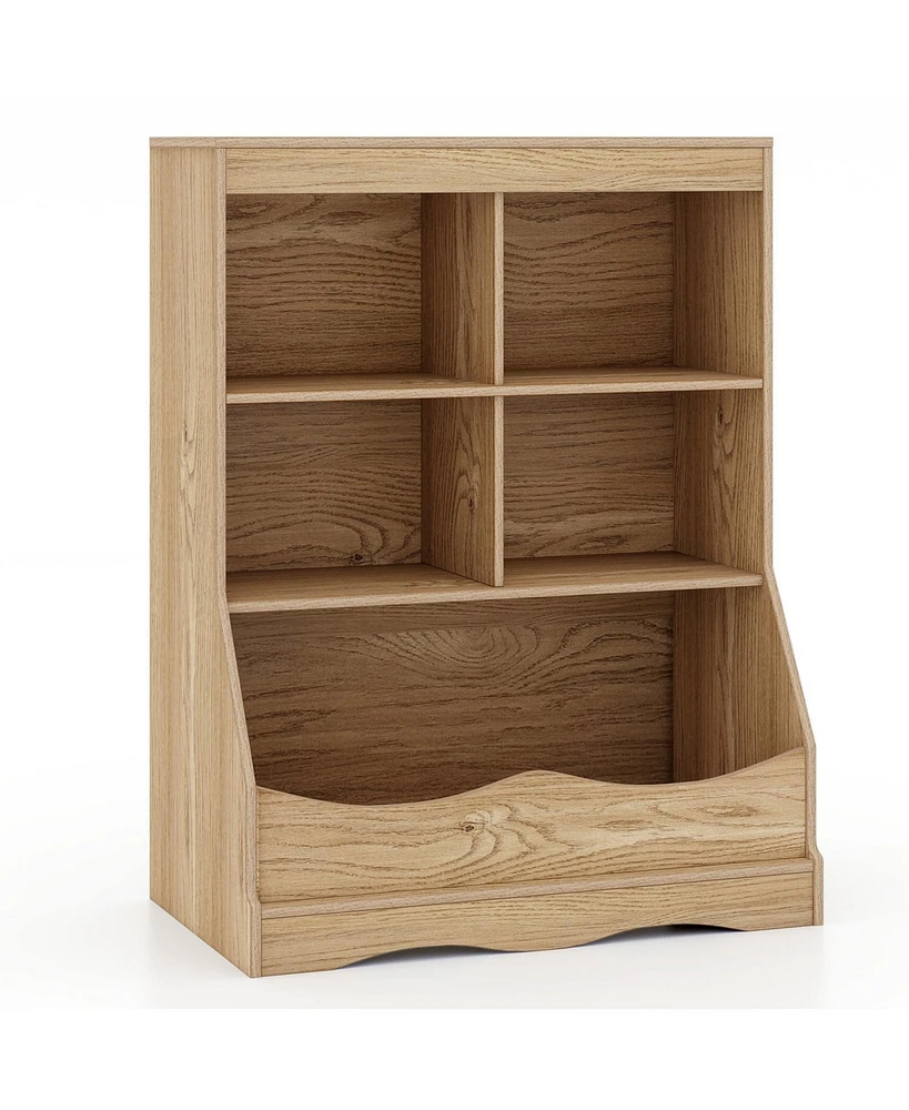 34.5" Kids Bookshelf with 5 Bins for Playroom and Living Room