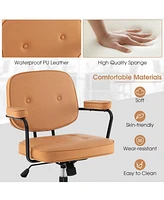 Pu Leather Office Chair with Rocking Backrest and Ergonomic Armrest