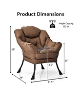 Modern Polyester Fabric Lazy Chair with Steel Frame and Side Pocket
