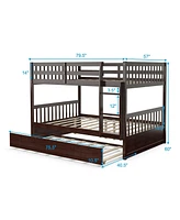 Full over Bunk Bed Platform Wood with Ladder