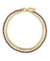 Cleo Red Mahogany Jasper Beaded Necklace in 18k Gold-Plated Stainless Steel