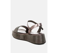 Nensis Rhinestone Embellished Flatform Sandals