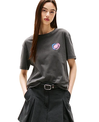 Tommy Jeans Women's Cotton Relaxed-Fit Neon Graphic T-Shirt