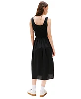 Tommy Jeans Women's Cotton Smocked-Waist Midi Dress