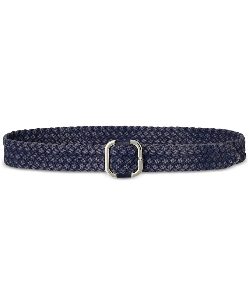 Lauren Ralph Slide-Buckle Woven Denim Belt