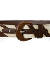 Lauren Ralph Zebra-Print Wood-Buckle Wide Belt