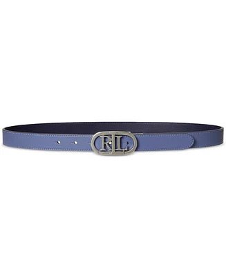 Lauren Ralph Oval-Logo Reversible Leather Skinny Belt