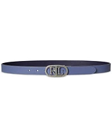 Lauren Ralph Oval-Logo Reversible Leather Skinny Belt