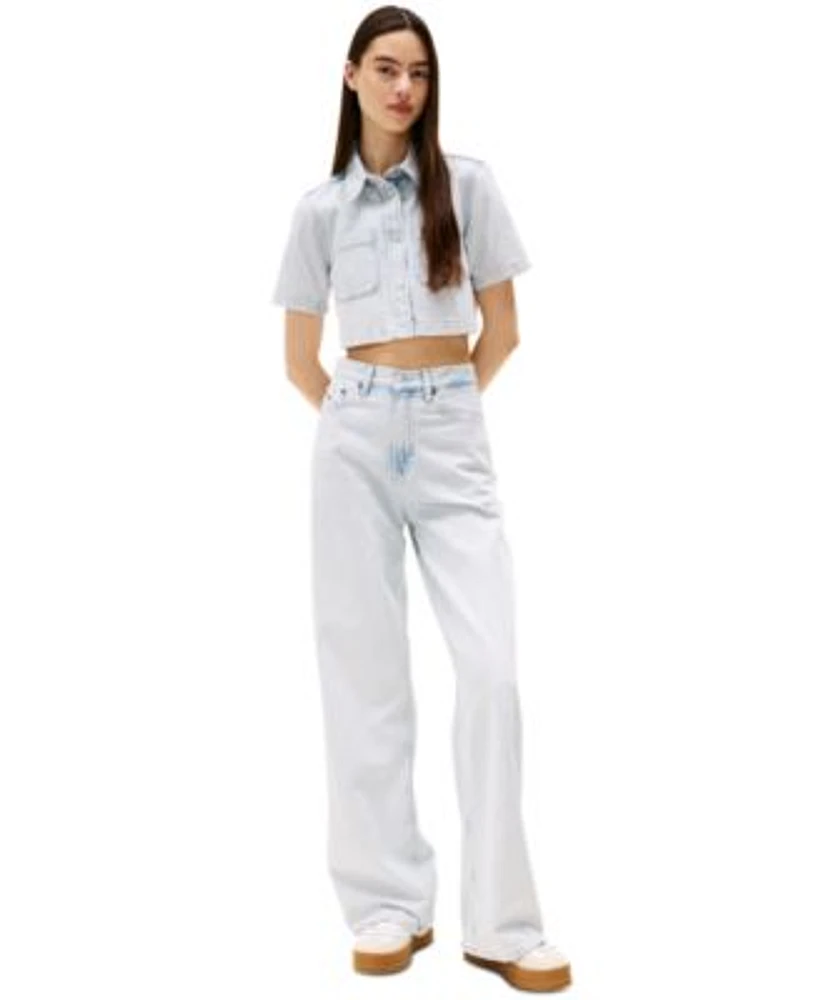 Tommy Jeans Womens Cropped Denim Shirt Wide Leg Jeans