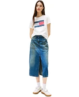 Tommy Jeans Women's Claire Cotton Front-Slit Denim Midi Skirt