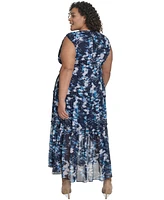 Dkny Plus Printed Empire Maxi Dress