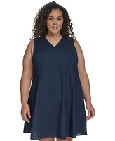 Dkny Plus Linen-Blend Shift Dress