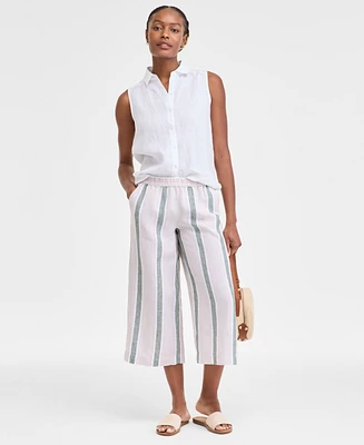 Charter Club Women's Pull-On High-Rise Linen Pants, Exclusively at Macy's