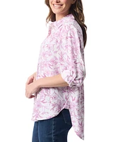 Gloria Vanderbilt Women's Amanda Floral-Print Oversized Shirt