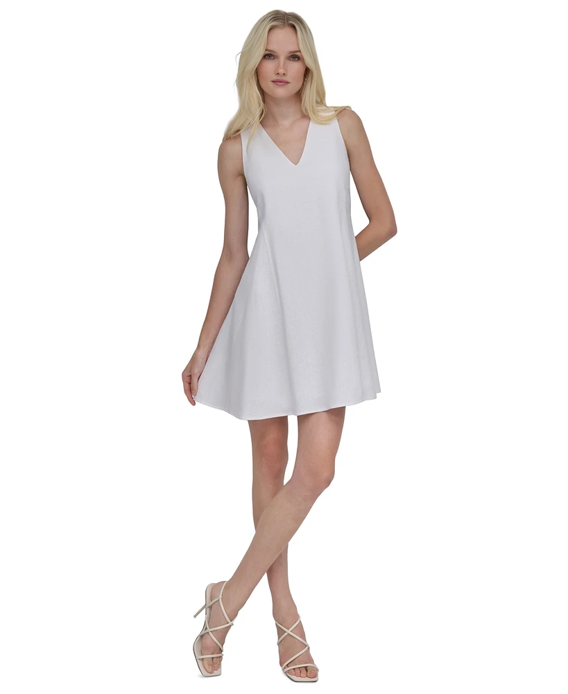 Dkny Petite V-Neck Mini A-Line Dress
