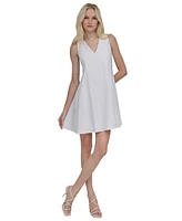 Dkny Petite V-Neck Mini A-Line Dress