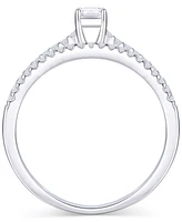Diamond Emerald Cut Double-Row Engagement Ring (1/2 ct. t.w.) 14k White Gold