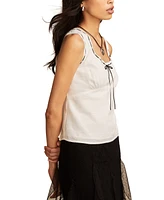 Lucky Brand Women's Scoop-Neck Ribbon-Lace Empire Top